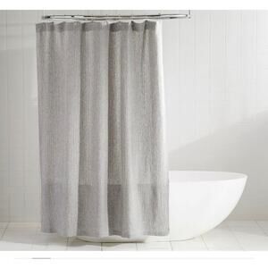 Pottery Barn European Flax Linen waffle shower curtain Gray 72”